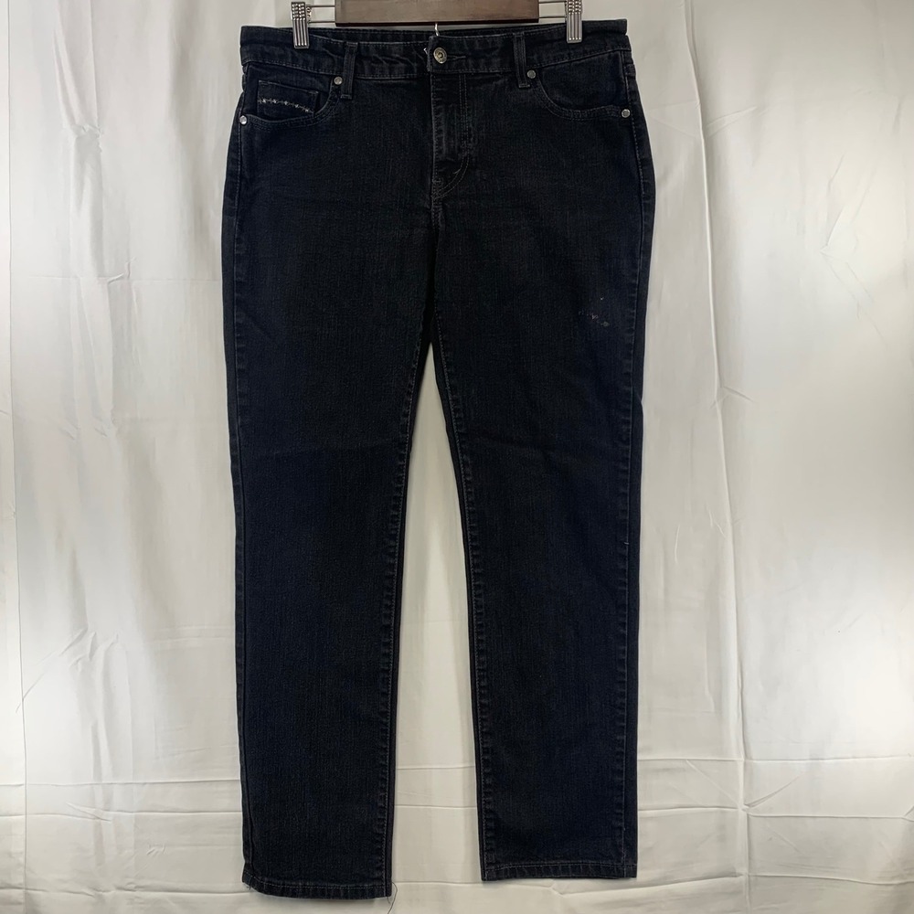 Levi's Mid Rise Skinny Jeans Women 33 Black Stretch Embroidered Pockets